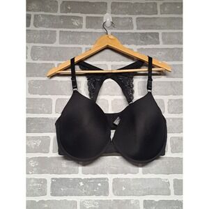 Pure Beauty By Rene Rofe Womens‎ Black Bra Lace Racer back Size 44DD